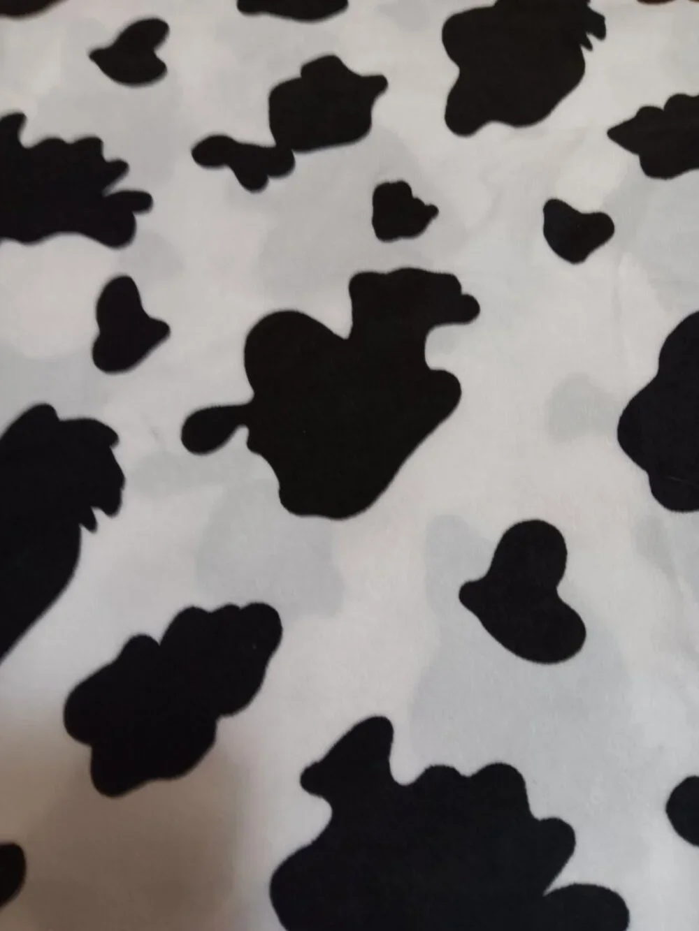 Fleece Sewing Fabric Black White Cow Spots for Costume  2-3/8 yd x 60